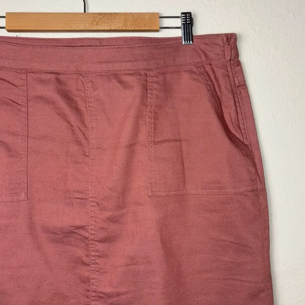 Prana Kara skirt Women's Size 14 Lacquered Rose Pink Stretch Denim A-Line